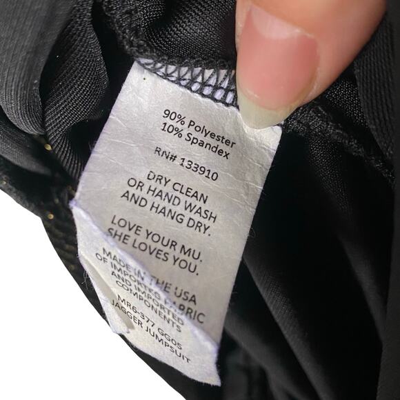 Show Me Your Mumu $194 Jagger Black Gold Velvet Metallic Wide Leg Jumpsuit SZ M - Picture 9 of 9